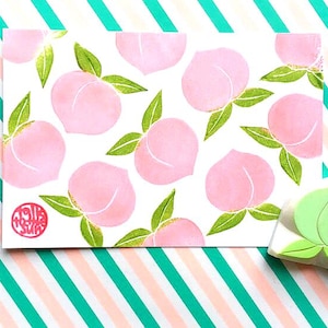 Tampon pêche, tampon fruit pour la fabrication de cartes, tampon sculpté à la main, cadeau artisanal pour elle