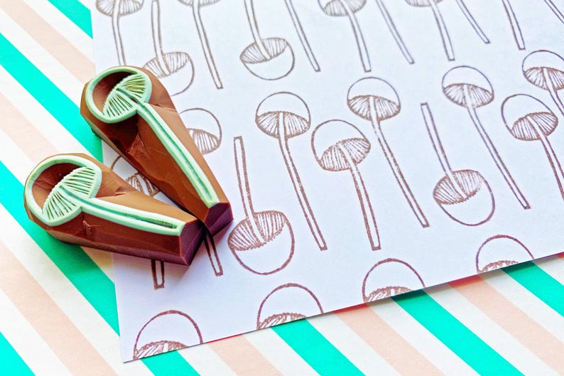 Mushroom Rubber Stamp Set: Hand Carved - Nature Design, Style No3 - Etsy