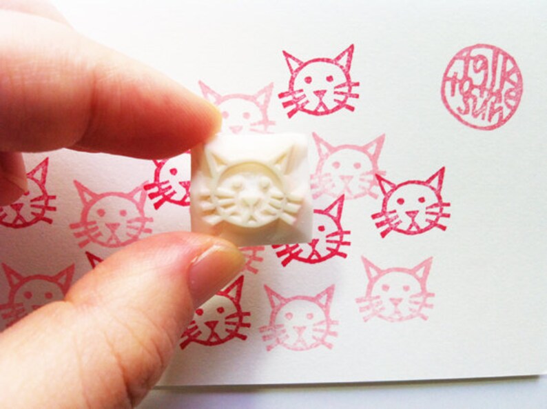 animal stamp cat lover gift hand carved stamp for diy cat rubber stamp art journal fabric printing planner scrapbooking