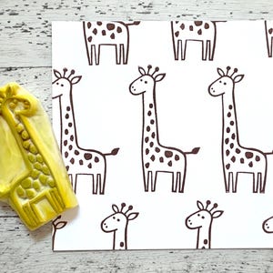 Tampon en caoutchouc girafe, tampon animal africain pour la fabrication de cartes, tampon sculpté à la main, cadeau artisanal pour enfant