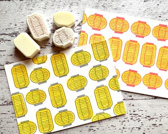 Japanese paper lantern rubber stamps, Hand carved stamps by talktothesun