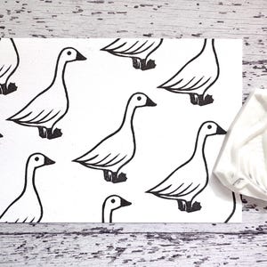 Duck rubber stamp, Farm animal stamp, Hand carved stamp, Craft gift for child