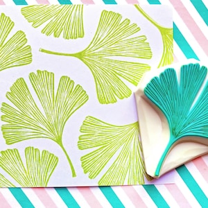 Ginkgo Leaf Rubber Stamp | Hand Carved Stamp | Botanical Design | Style No.2