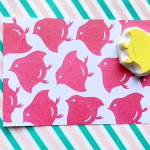 Tampon en caoutchouc Chidori, tampon motif oiseau japonais, tampon sculpté à la main, cadeau pour les créatifs