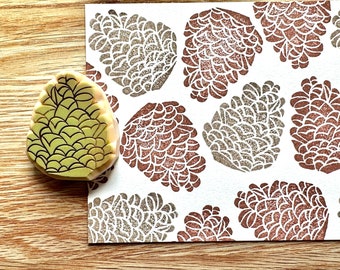 Pinecone Rubber Stamp | Hand Carved Stamp | Card Making Autumn Crafts
