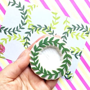 Leaf wreath rubber stamp, Botanical frame stamp, Hand carved stamp, Gift for creatives