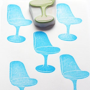 Tulip side chair rubber stamp, Mid century modern furniture stamp, Hand carved stamp