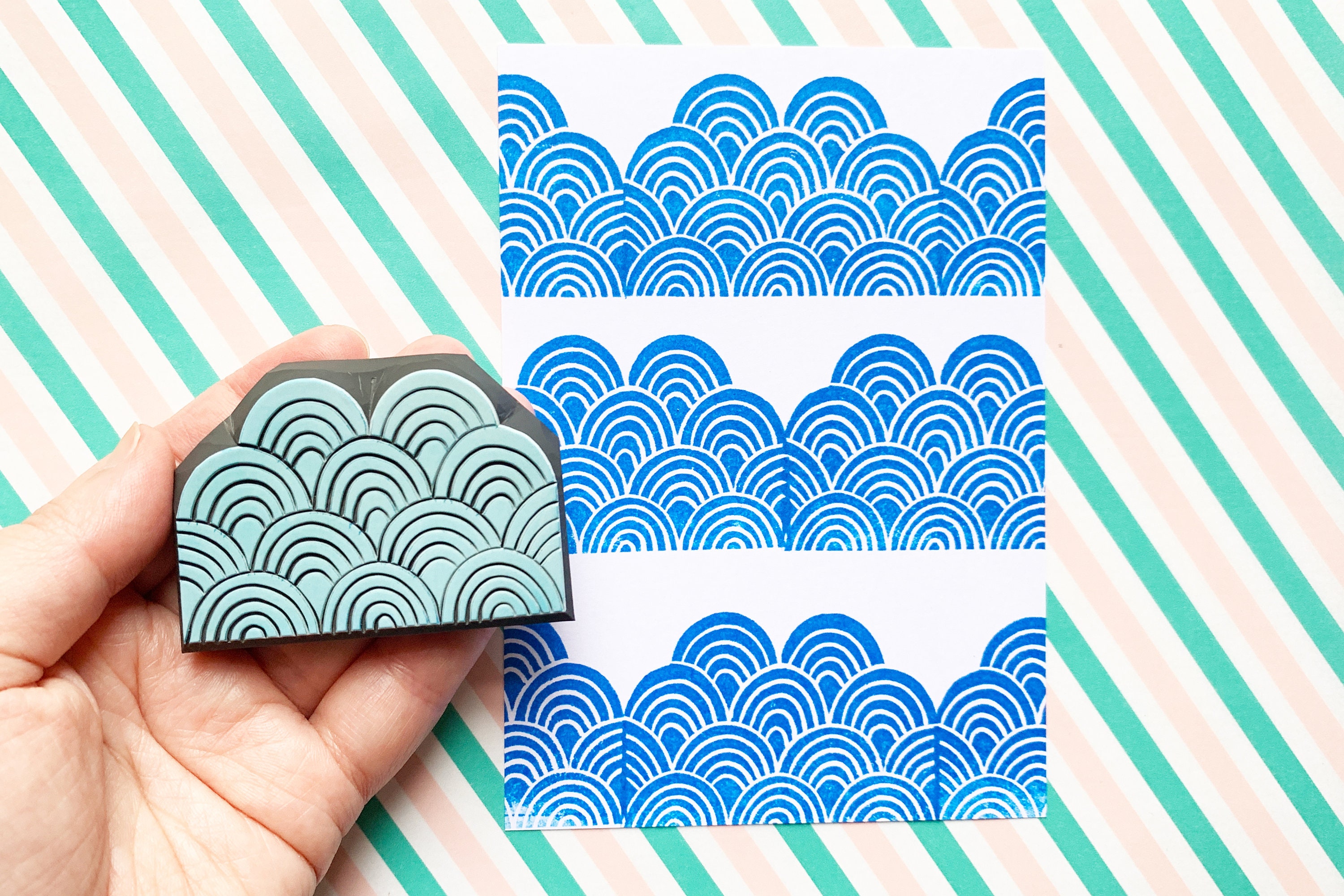 Ocean Wave Rubber Stamp: Hand Carved Stamp, Japanese Design - Etsy