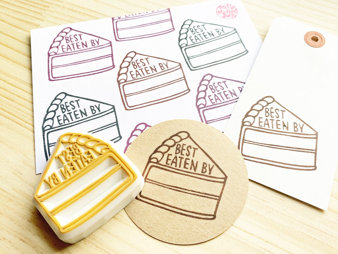 Cake Expiry Date Label Rubber Stamp Best Eaten By Hand Etsy