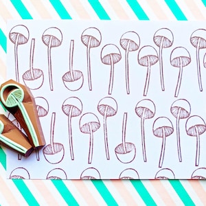 Mushroom Rubber Stamp Set: Hand Carved - Nature Design, Style No3 - Etsy