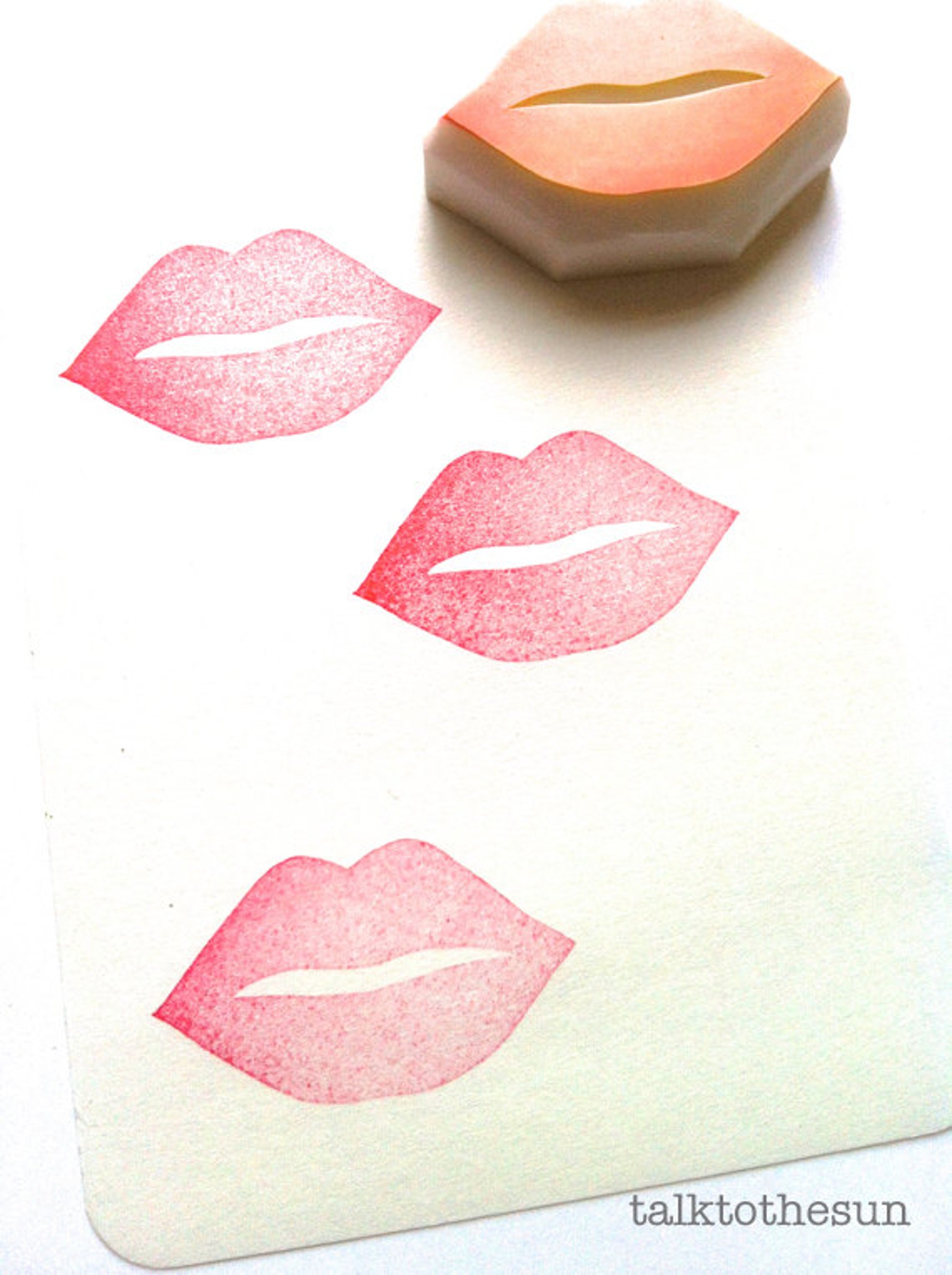 Lips rubber stamp kiss stamp face stamp hand carved Etsy