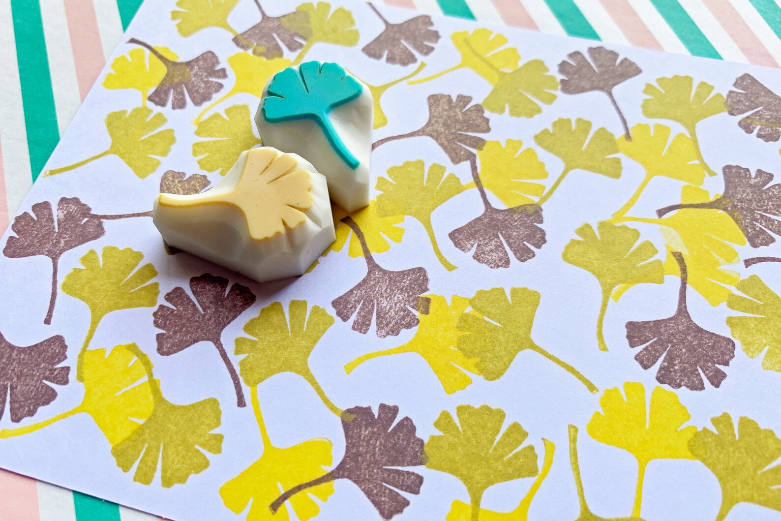 Ginkgo Leaf Rubber Stamps Botanical Stamps Hand Carved Etsy