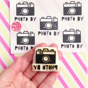 Personalisierter Kamera Stempel, Foto von Beschriftungsstempel, handgeschnitzter Stempel, Bastelgeschenk für Fotografen