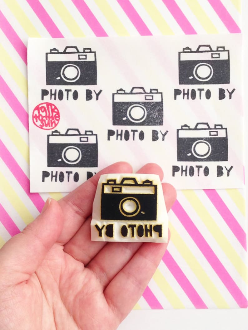 Camera rubber stamp custom name stamp hand carved stamp Etsy