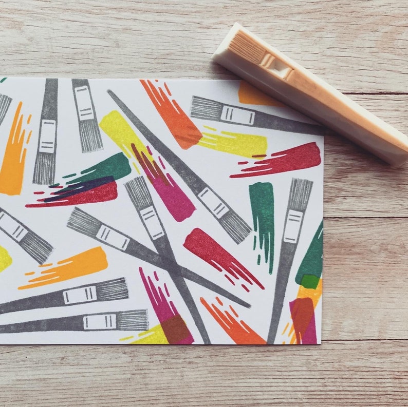 A sample image of handmade cards using hand carved rubber stamps and this Japanese blank postcard.