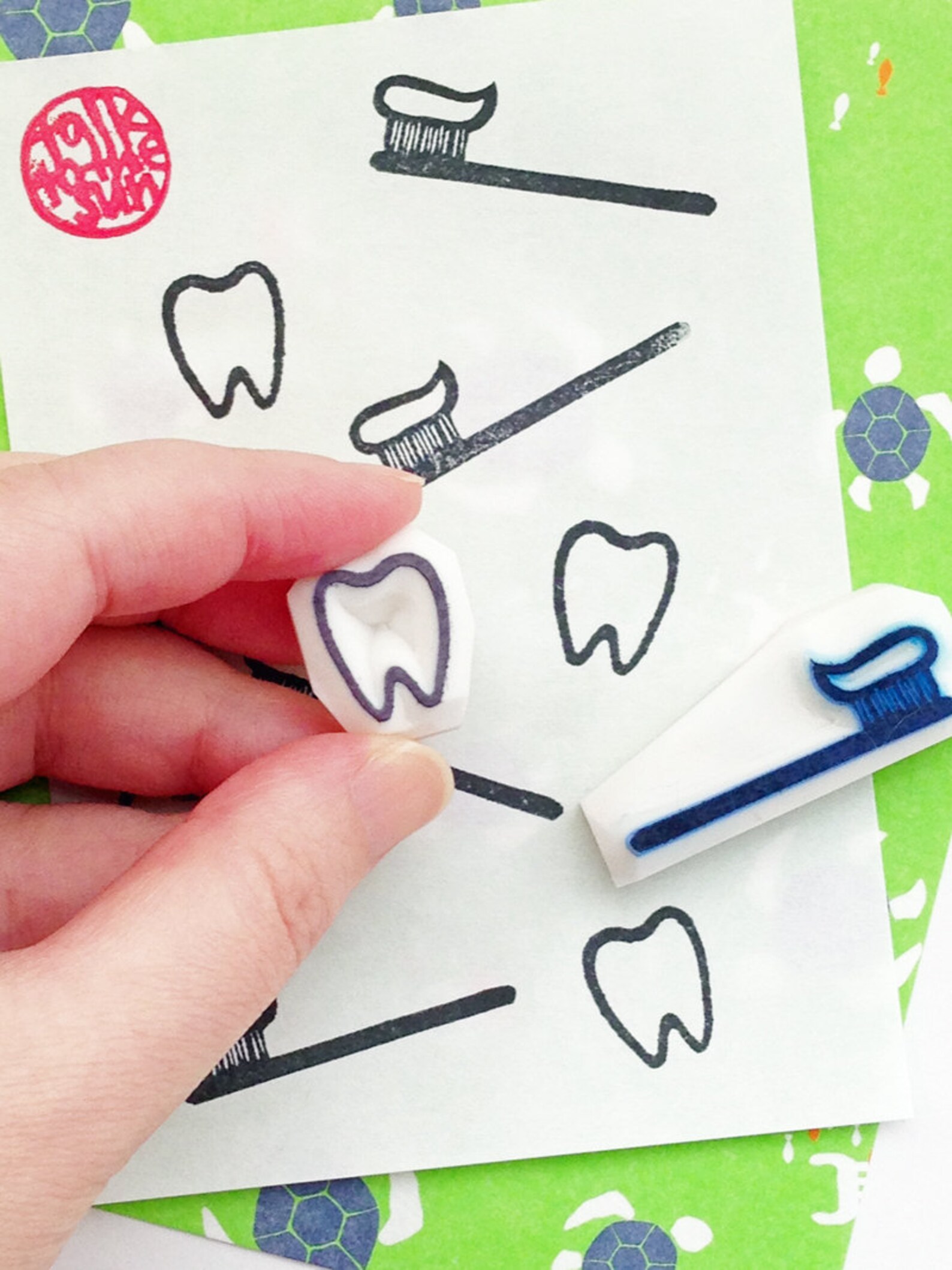 Tooth & tooth brush stamps dentist stamp hand carved Etsy