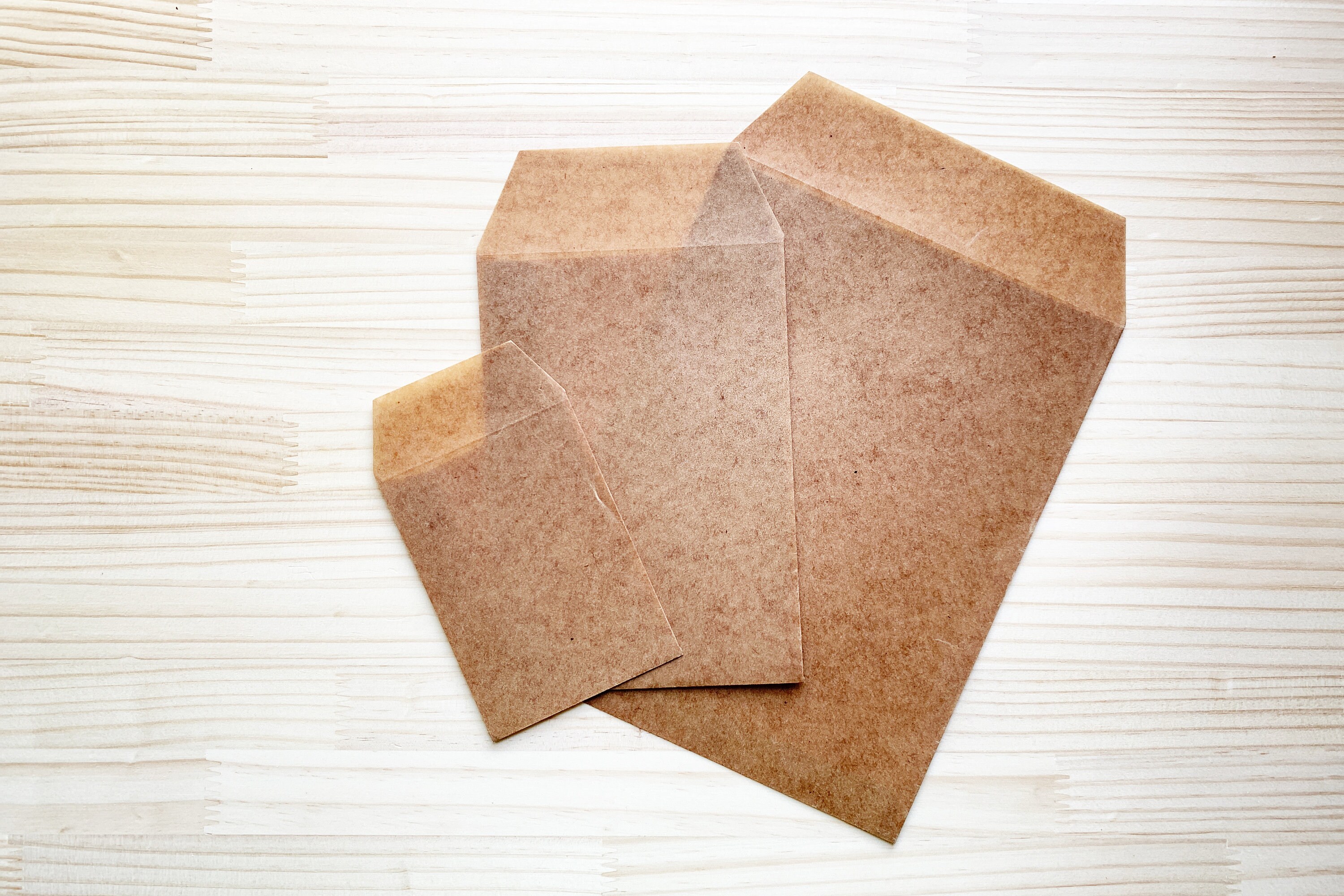 Waxed flat envelopes brown waxed paper gift bags for product Etsy