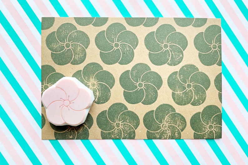 flower stamp talktothesun ume blossom rubber stamp gift for her japanese stamp spring stamp hand carved stamp botanical stamp