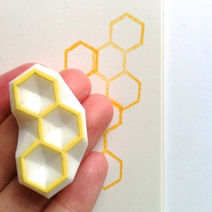 Beehive rubber stamp, Geometric pattern stamp, Hand carved stamp by talktothesun image 3