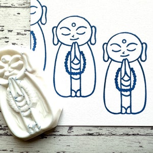Jizo-sama rubber stamp, Hand carved stamp, Japanese buddhist statue stamp, Gift for creatives