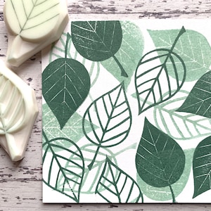 Simple leaf rubber stamp, Botanical pattern stamp, Hand carved stamp by talktothesun image 1