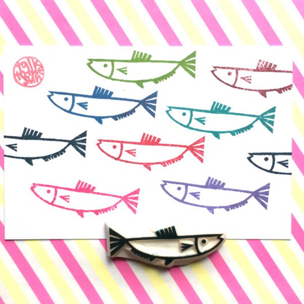 Fish Rubber Stamp Etsy