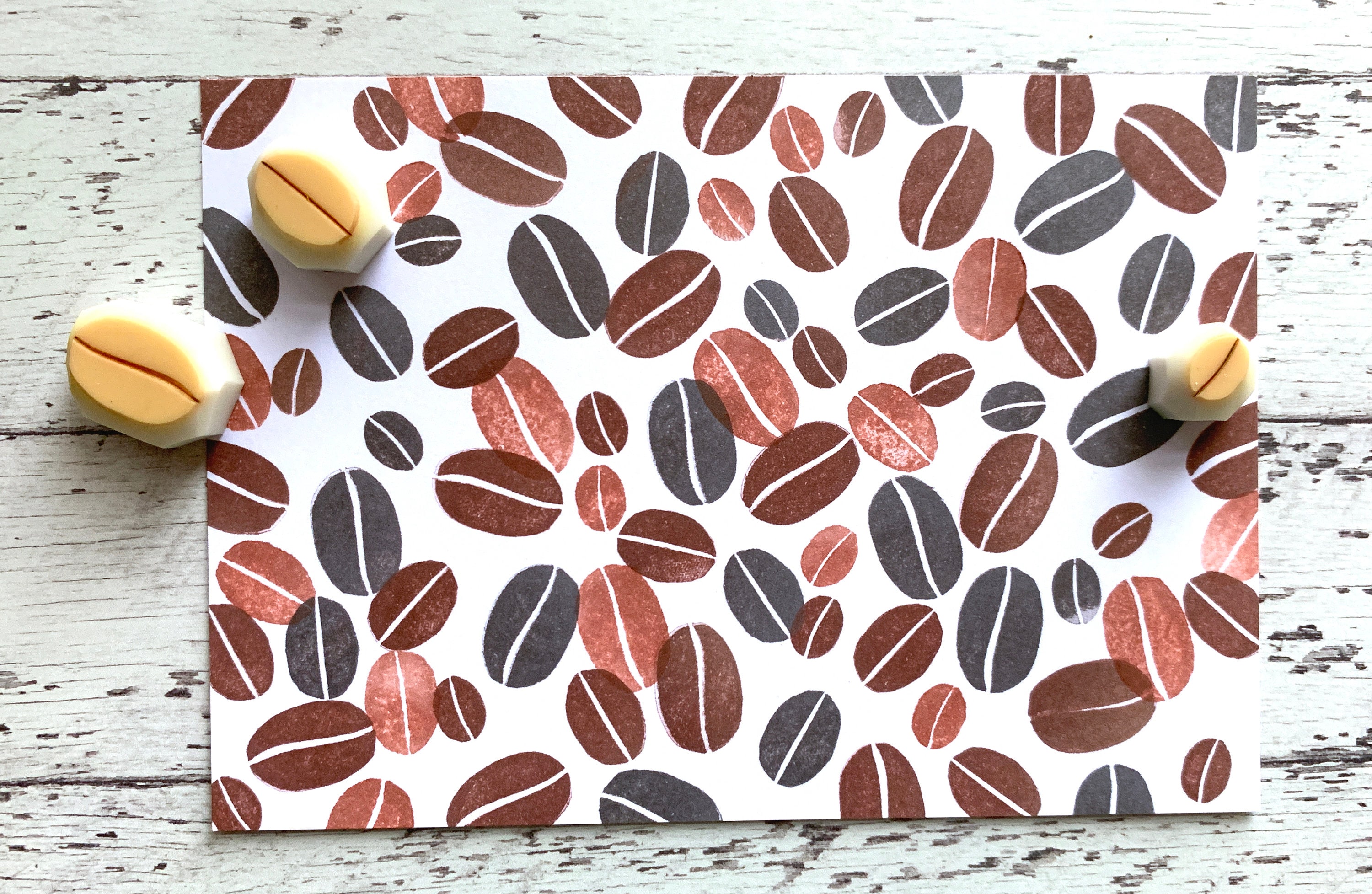 Coffee bean rubber stamps coffee stamp cafe stamp hand Etsy