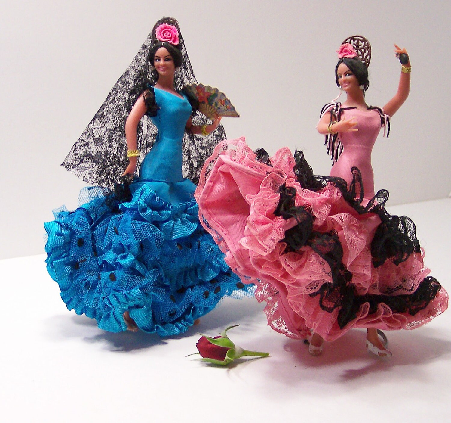 Twin Spanish Dancer Dolls with Frilly Dresses Flamenco Dance Etsy