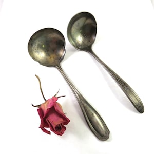 Pair of Vintage Ladles, Silverplate Wm Rogers & Son AA Ladle, Community Plate Ladle, Flatware Serving Utensils, Double Dippers, Twin Ladles