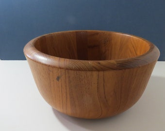 Dansk Wooden Salad Bowl, Staved Teak, JHQ Jens Quistgaard, Used Vintage Wood Salad or Fruit Bowl