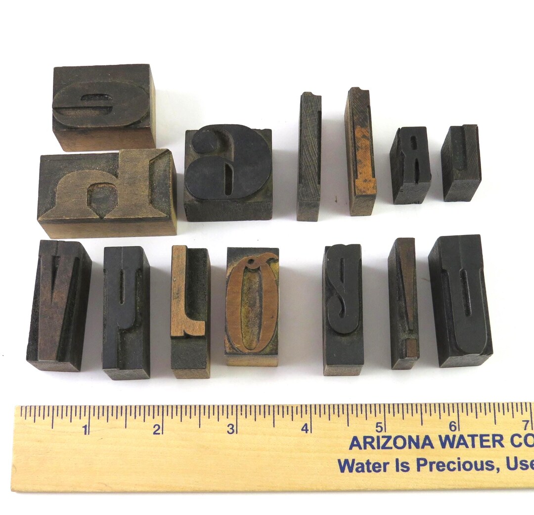 Vintage Wood Letter Blocks: Printing Press Type, Mixed Lot of 14 - Etsy