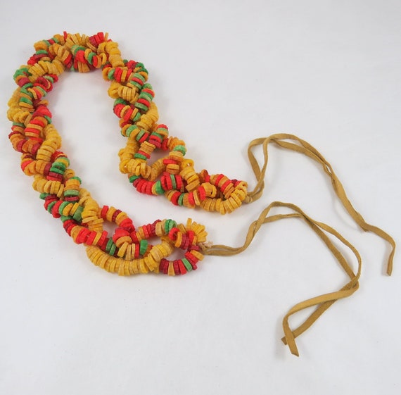 Vintage Pasta Necklace, Braided Strands of Brightl