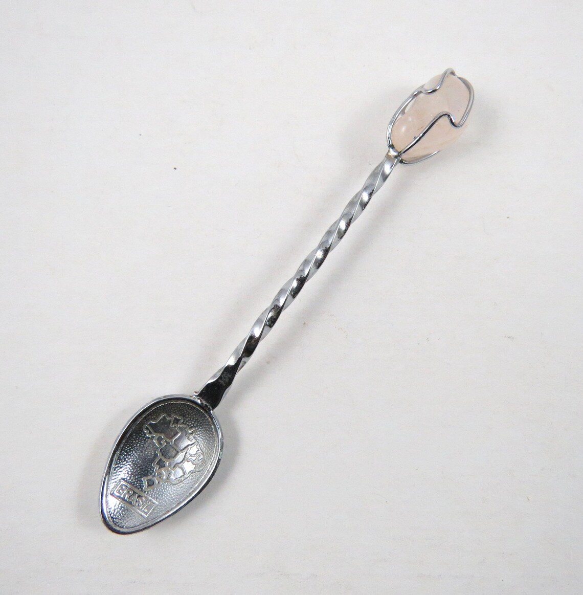 Vintage Brazil Collector Spoon Wire Wrapped Rose Quartz Stone Etsy