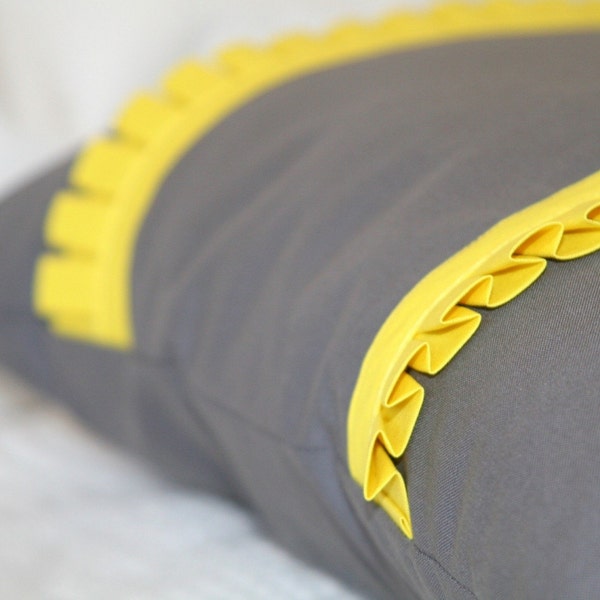 Yellow Ruffle Pillow Cover- 12x18 Inches