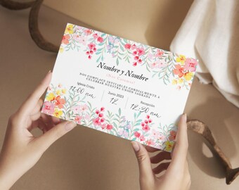 Editable Floral Wedding Invitation