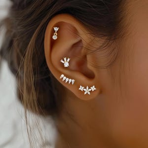 Handcrafted Zircon Earring/Zircon Stud Earrings/Sterling Silver Irregular Sparkle Earring/Irregular Zircon Stud/Christmas Gift /Gift for her