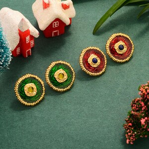 Festive Christmas Flower Earring/Green & Red Jewelry for Her/Handmade Christmas Gift for Friend/Green and Red Flower Earring/Christmas Gift