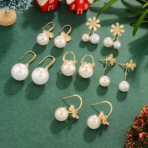 Elegant Pearl Drop Earrings/Baroque Pearl Earrings/Bride Gift/Vintage Style Earrings/Pearl Jewelry/Bridesmaid Gifts/Christmas Gifts for Her