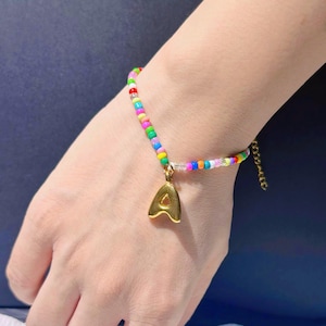 Personalisiertes Perlen Initial Armband: Gold & Silber Bubble Buchstabe Schmuck