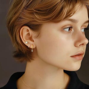 Handcrafted Zircon Earring/Zircon Stud Earrings/Sterling Silver Irregular Sparkle Earring/Irregular Zircon Stud/Christmas Gift /Gift for her