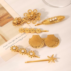 Pearl Flower Hair Clip | 18K Gold Plated Duckbill Clip | Bangs/Fringe Pin | Korean Style Hair Accessory | Graduation Gifts for Her | Gifts