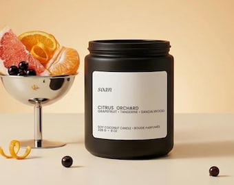 Citrus Soy Candle, Grapefruit Orange Jar or Tin Candle, Summer Home Fragrance, Wood Wick or Cotton Wick, Housewarming Gift
