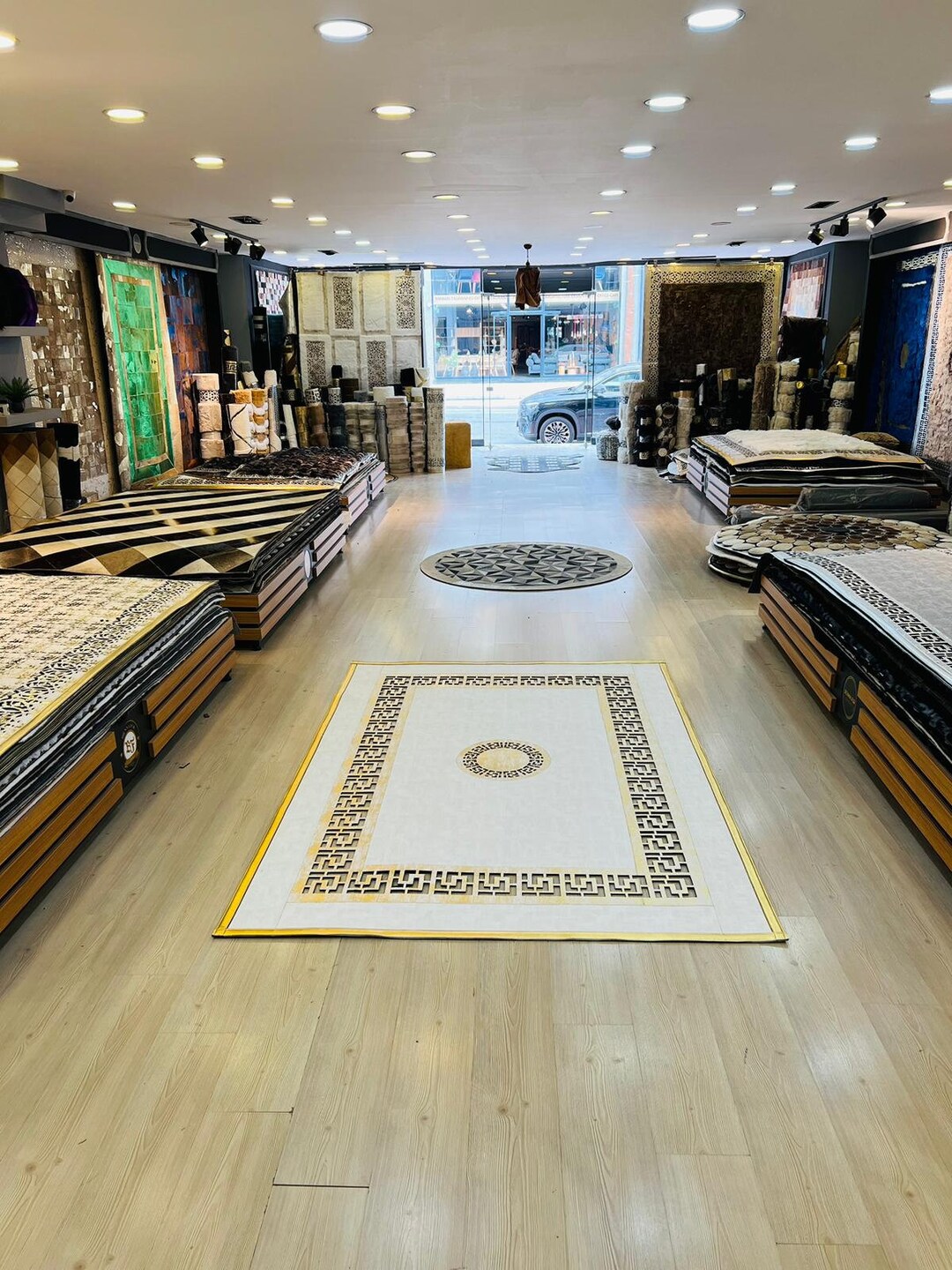 White and Gold With Laser Cut Rug, White and Gold Laser Rug,designed ...