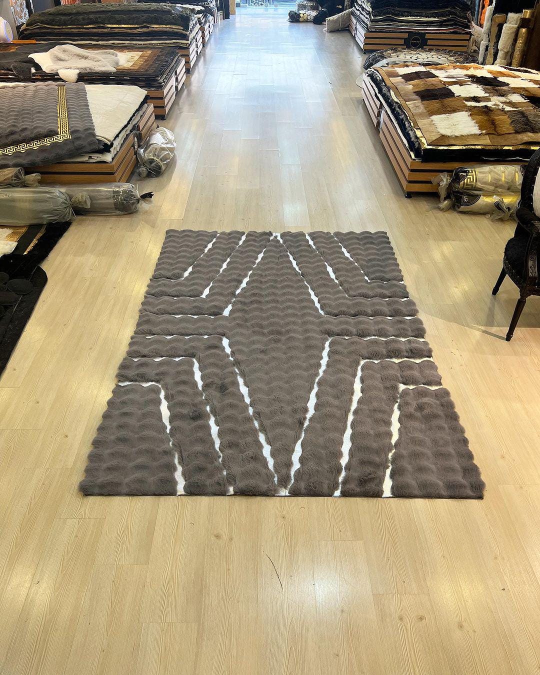 Gray and Silver With Laser Cut Rug, Gray and Silver Laser Rug,designed ...