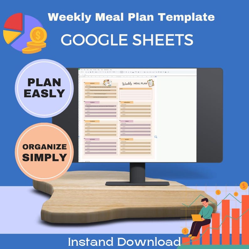 Editable Pastel Weekly Meal Planner Google Sheets Template Digital Food ...