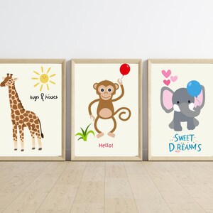 Safari Animal Nursery Prints Digital Download – Travel Themed Nursery Decor – Jungle Adventure Wall Art Set – Printable Bsby Shower Gift