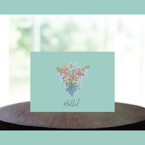 Druckbare Hallo Nachdenkliche Grußkarte - hübsche florale 5X7-Note bearbeitbar und druckbar, einfacher Sofort-Download für Ihre herzlichen Wünsche.