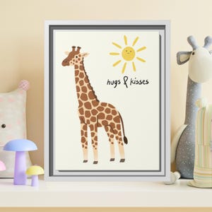 Giraffe Nursery Print: Safari Animal Theme, Baby Room Decor (9x12 Framed)