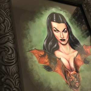 Vampira Kunstdruck: Heidelberg Halloween Pin-Up, signiert COA