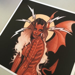 Black lightning demon devil woman print made fromOriginal painting